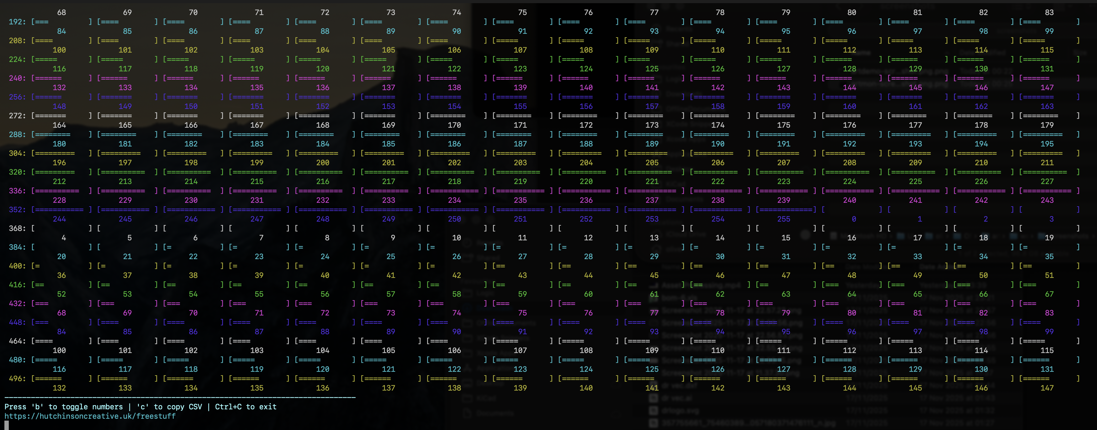 artmon showing bar graph mode with colors
